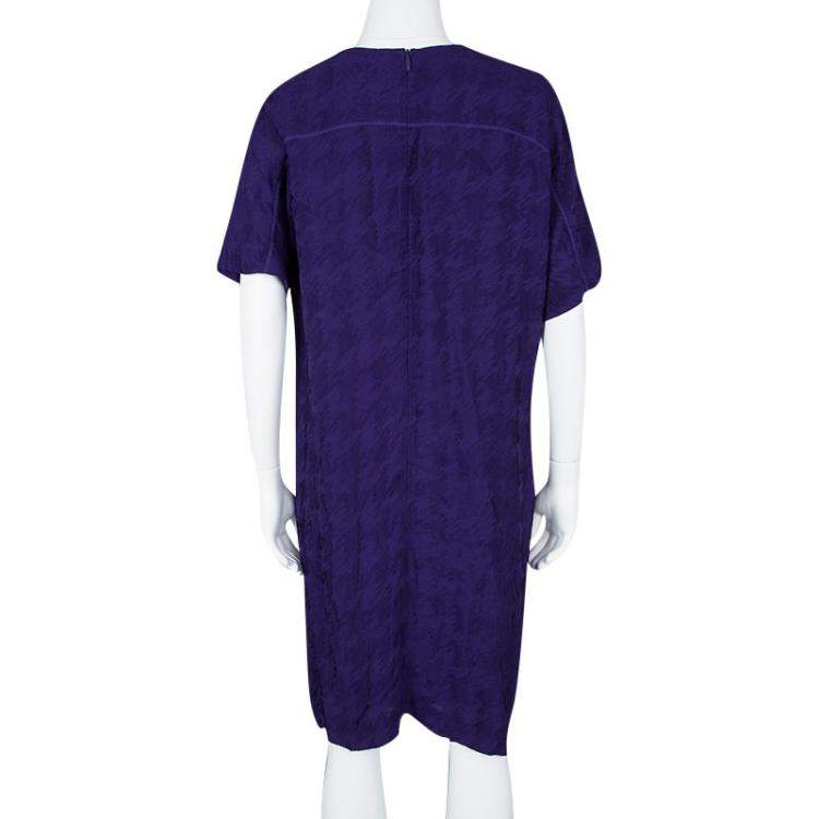 Pre Owned Boss By Hugo Boss Purple Textured Short Sleeve Shift Dress S