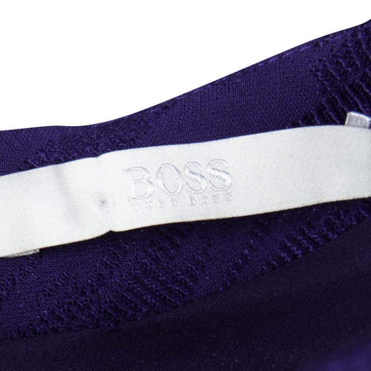 Pre Owned Boss By Hugo Boss Purple Textured Short Sleeve Shift Dress S