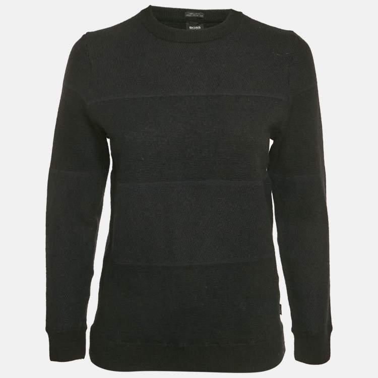 Pre Owned Boss by Hugo Boss Grey Wool Blend Regular Fit Sweatshirt XL