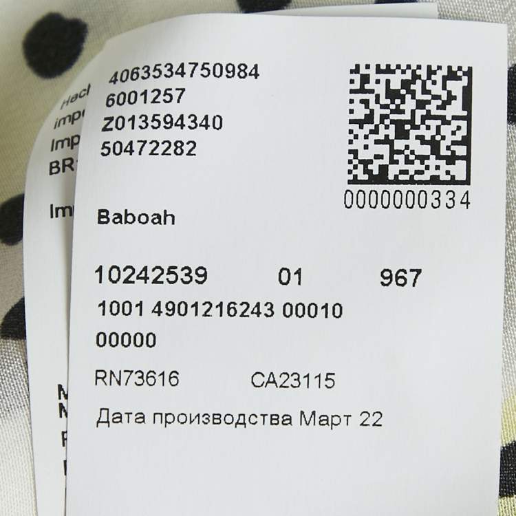 Pre Owned Boss By Hugo Boss White Polka Dots Silk Baboah Blouse M