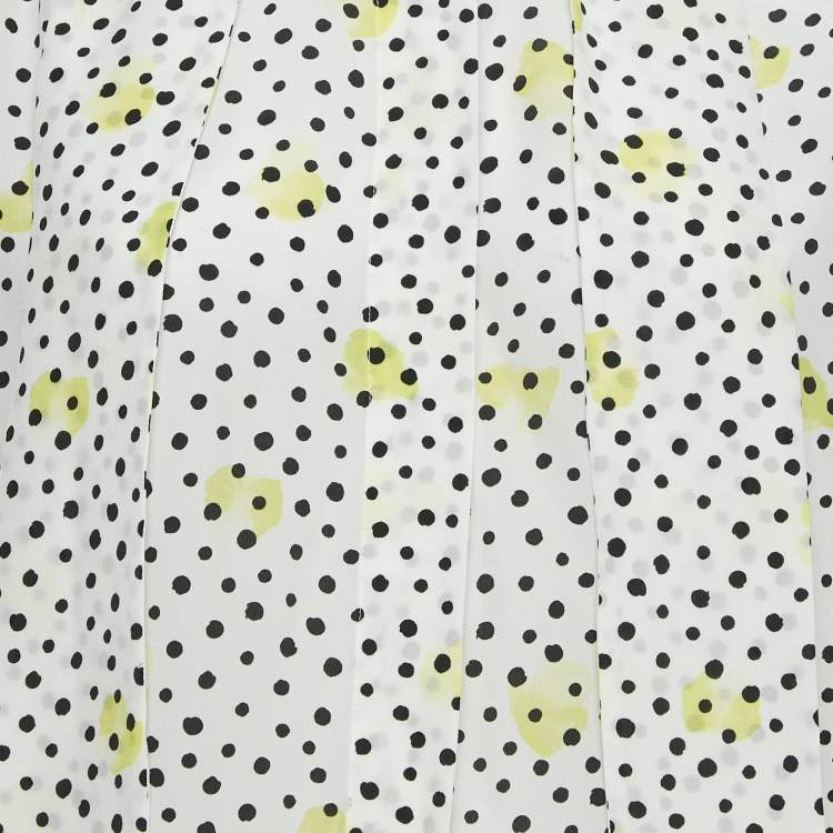Pre Owned Boss By Hugo Boss White Polka Dots Silk Baboah Blouse M