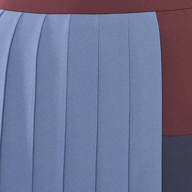 Pre Owned Boss By Hugo Boss Blue Chiffon Pleated Midi Skirt S