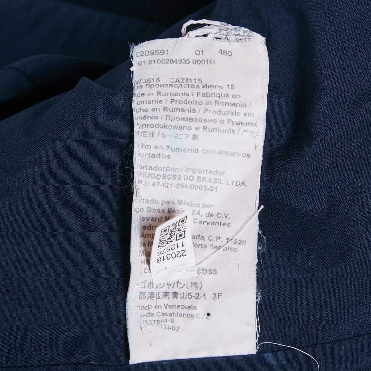 Pre Owned Boss By Hugo Boss Navy Blue Knit Single Breasted Blazer S