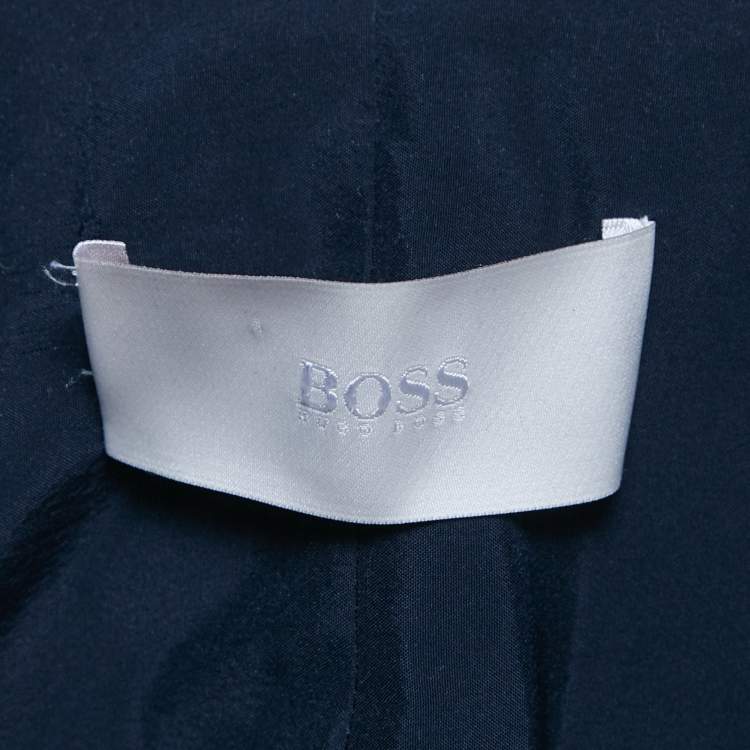 Pre Owned Boss By Hugo Boss Navy Blue Knit Single Breasted Blazer S