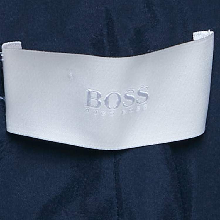 Pre Owned Boss By Hugo Boss Navy Blue Knit Single Breasted Blazer S