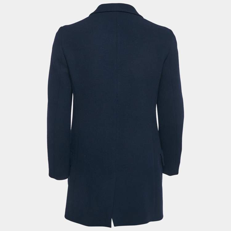 Pre Owned Boss By Hugo Boss Navy Blue Knit Single Breasted Blazer S
