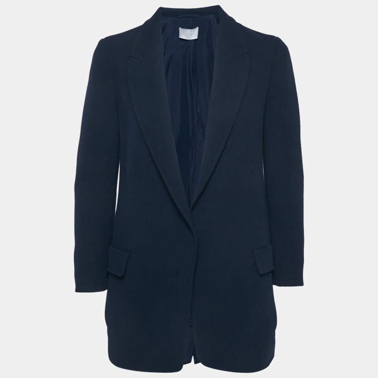 Pre Owned Boss By Hugo Boss Navy Blue Knit Single Breasted Blazer S