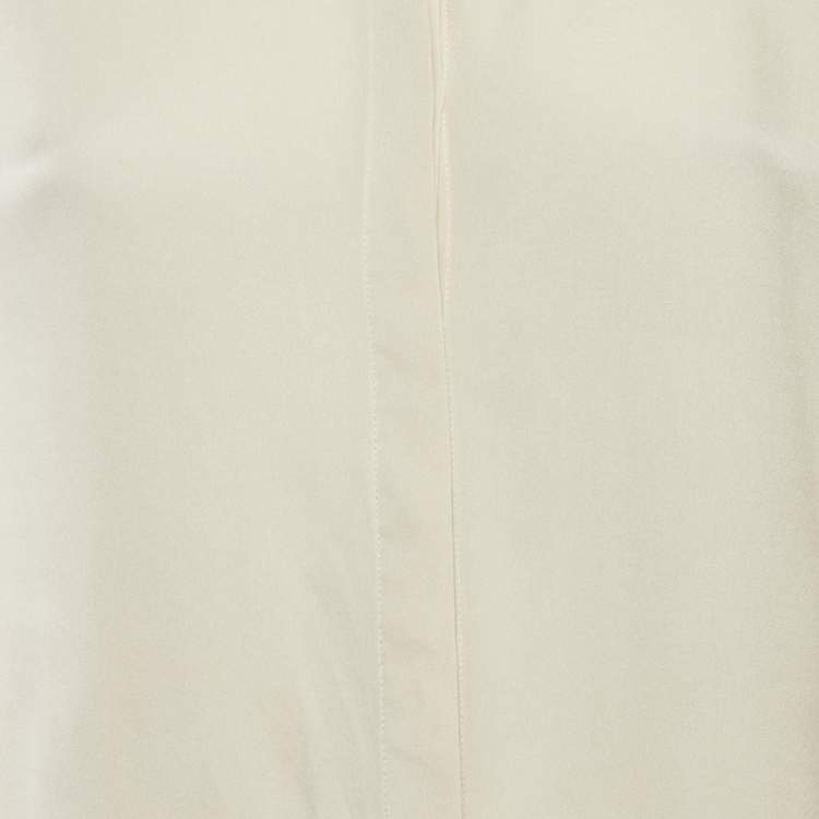 Pre Owned Boss By Hugo Boss Off-White Crepe Button Front Blouse L