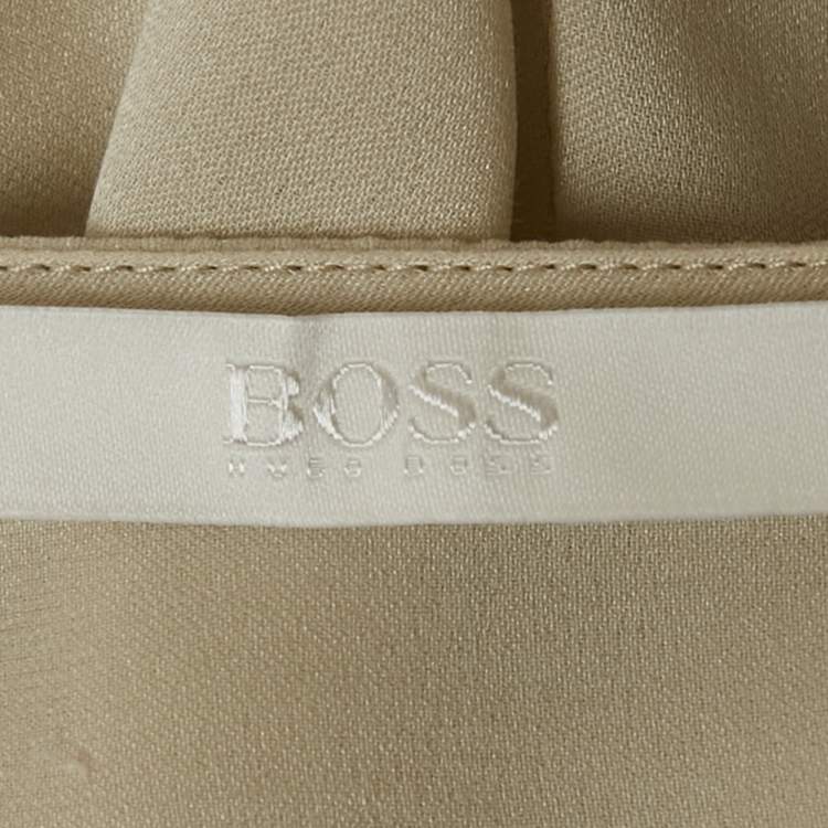 Pre Owned Boss By Hugo Boss Off-White Crepe Button Front Blouse L