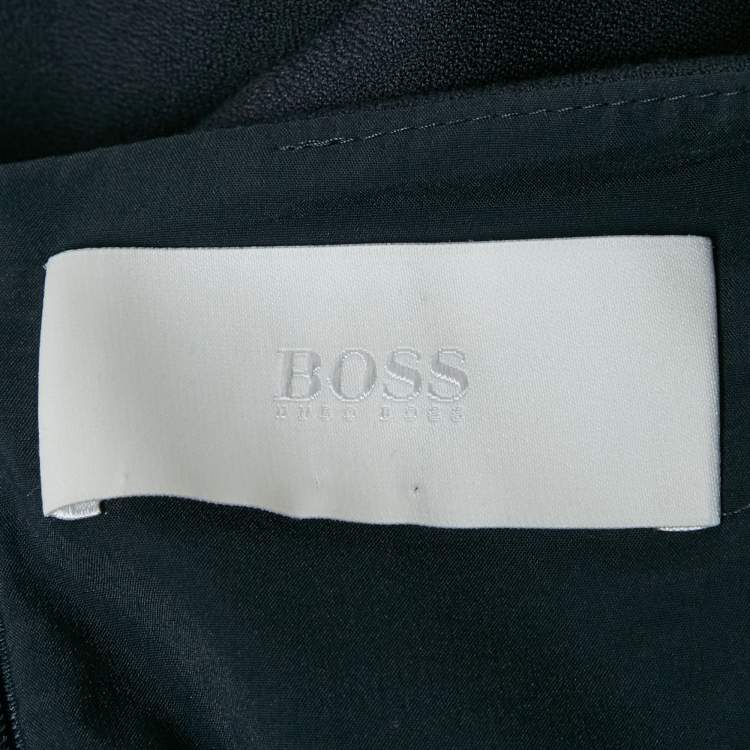 Pre Owned Boss By Hugo Boss Navy Blue Crepe Belted Short Dress S
