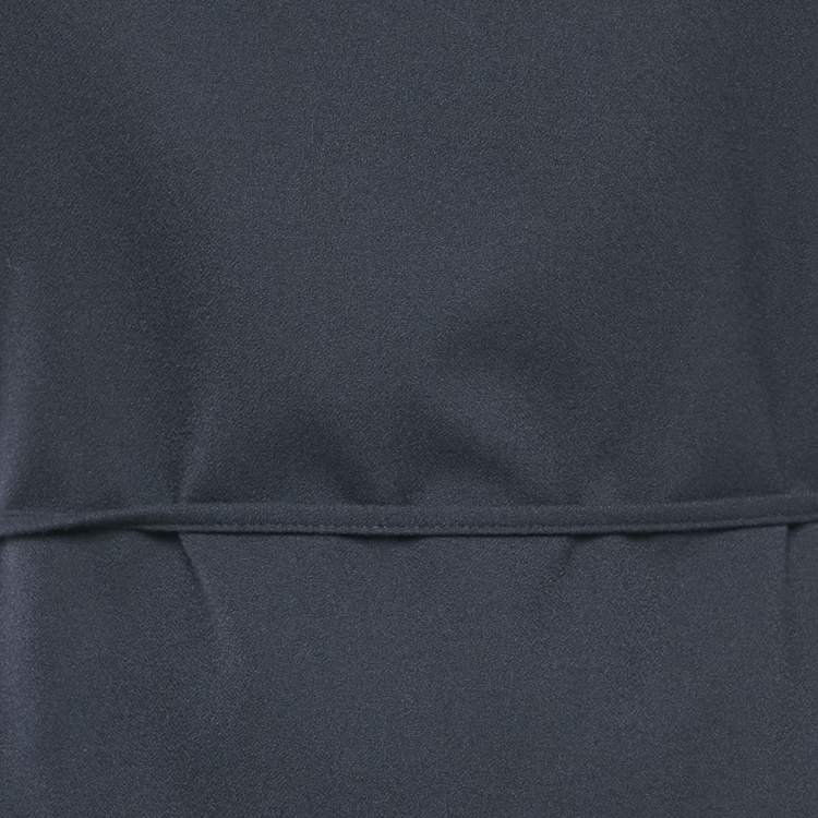 Pre Owned Boss By Hugo Boss Navy Blue Crepe Belted Short Dress S