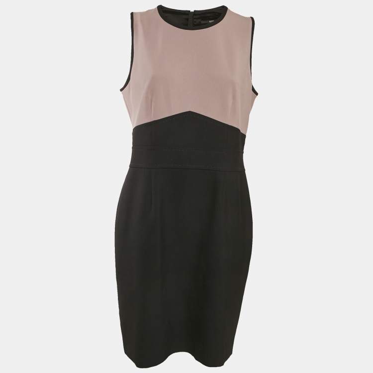 Pre Owned Boss by Hugo Boss Black/Purple Crepe Sleeveless Dalota Short Dress L
