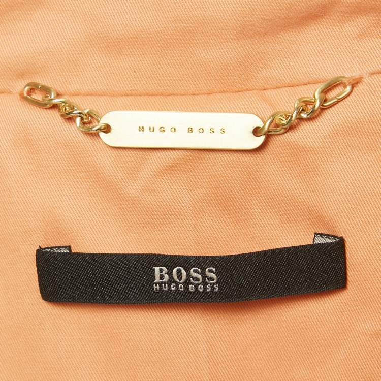 Pre Owned Boss By Hugo Boss Peach Orange Cotton Single Breasted Coat M