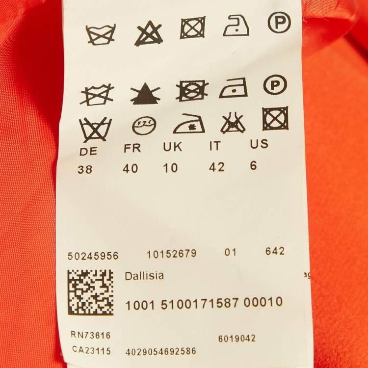 Pre Owned Boss By Hugo Boss Scarlet Red Crepe Side Slit Maxi Dress M