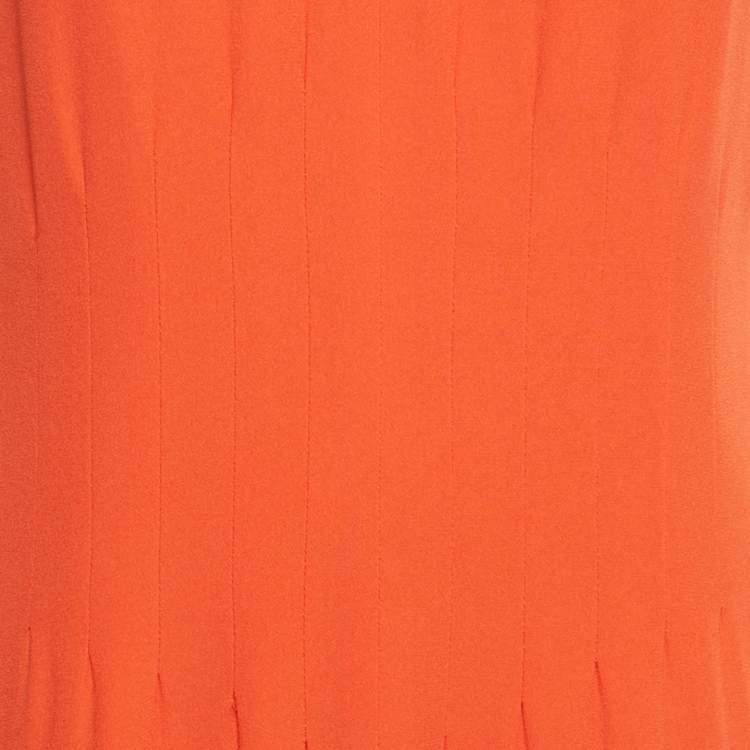 Pre Owned Boss By Hugo Boss Scarlet Red Crepe Side Slit Maxi Dress M