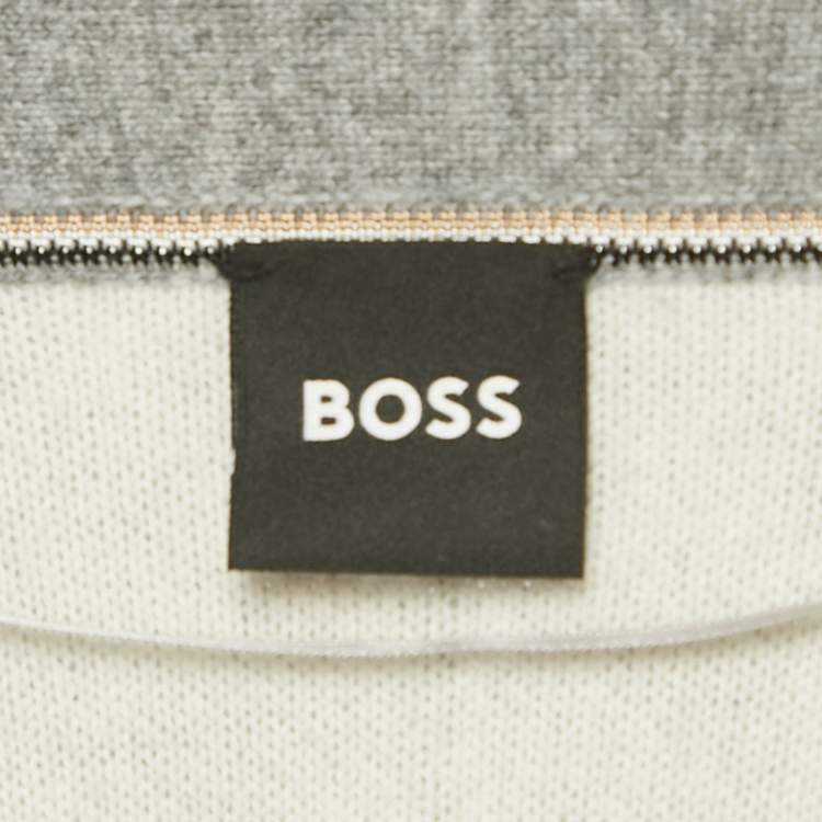 Pre Owned Boss By Hugo Boss Grey Wool Knit Belted Febrana Cardigan L