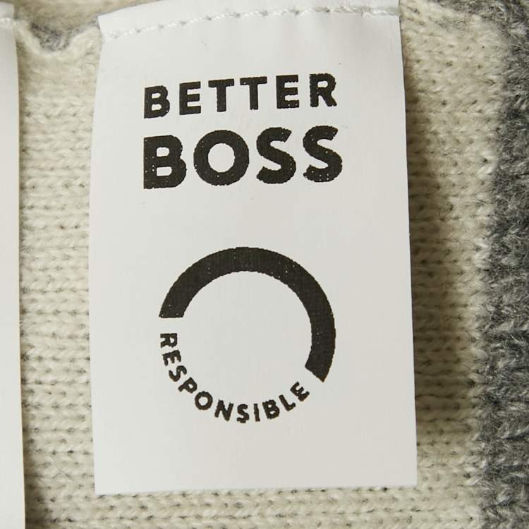 Pre Owned Boss By Hugo Boss Grey Wool Knit Belted Febrana Cardigan L