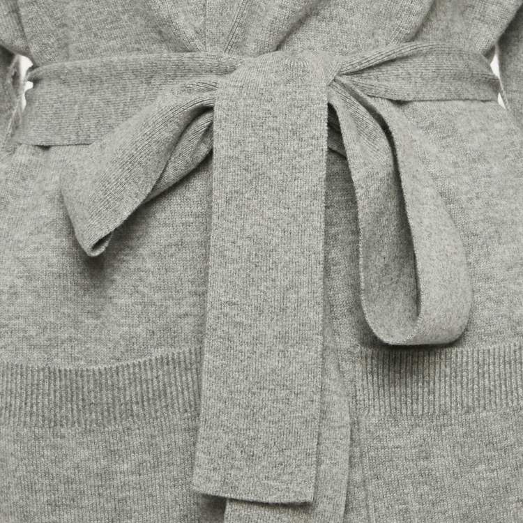 Pre Owned Boss By Hugo Boss Grey Wool Knit Belted Febrana Cardigan L