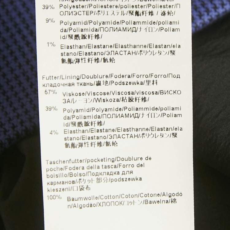 مملوكة مسبقًا Boss By Hugo Boss Blue Houndstooth Wool Skirt Suit M