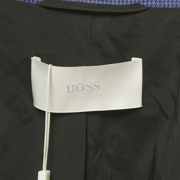 مملوكة مسبقًا Boss By Hugo Boss Blue Houndstooth Wool Skirt Suit M