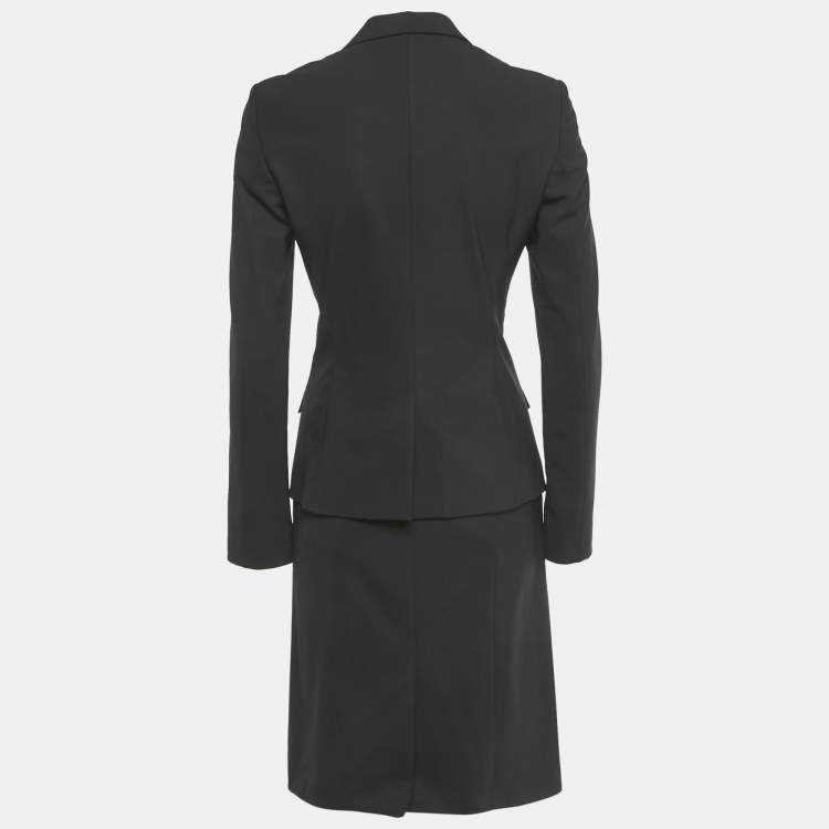 Pre Owned Boss By Hugo Boss Black Wool Blazer & Skirt Set S/M