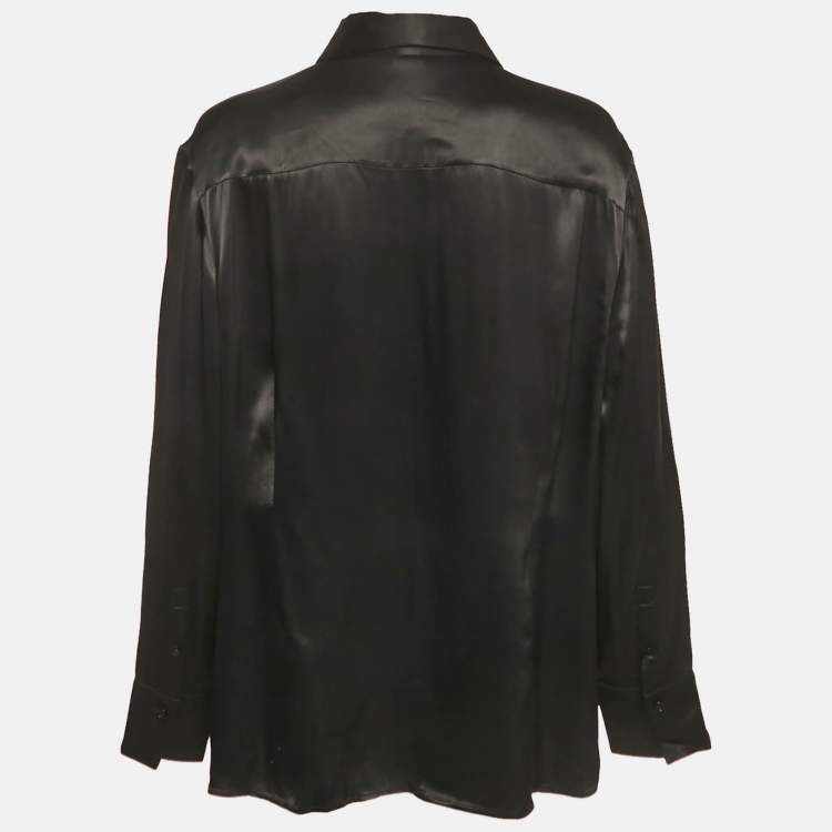 Pre Owned Boss By Hugo Boss Black Sateen Beruta Shirt XL