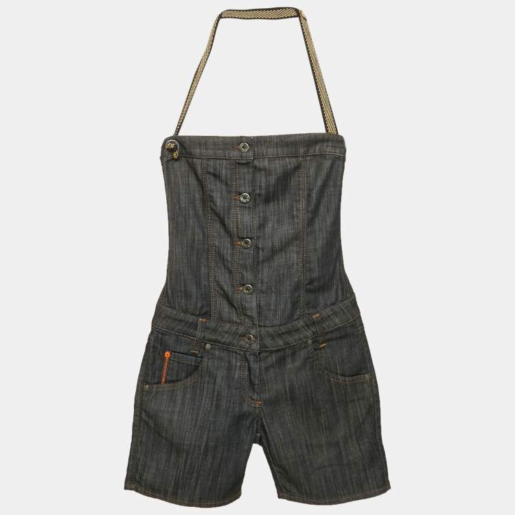 مملوكة مسبقًا Boss by Hugo Boss Navy Blue Denim Playsuit S