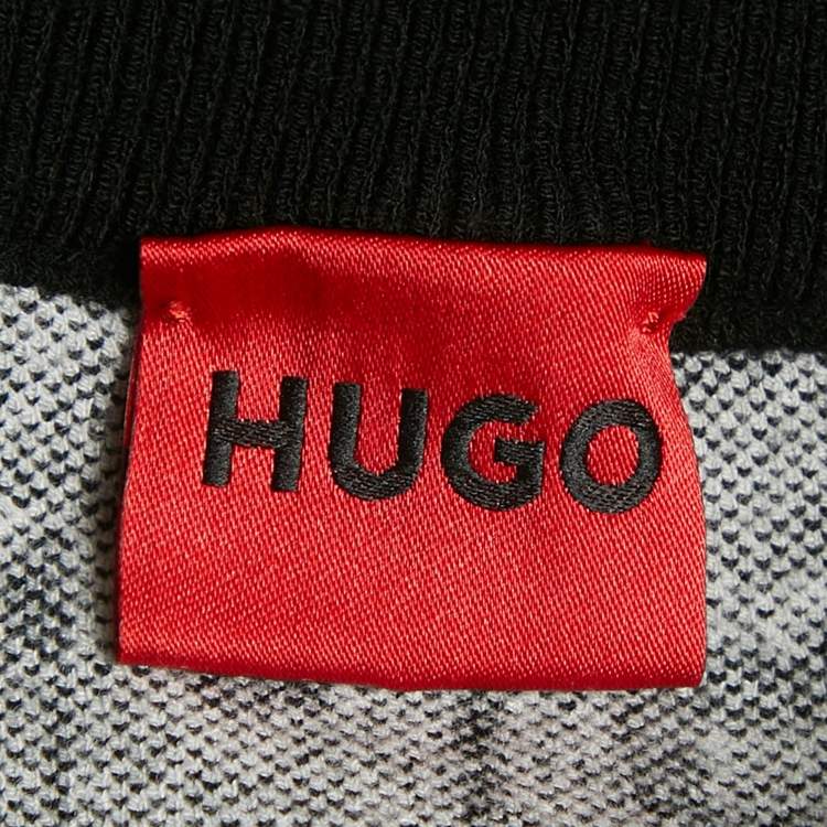 Pre Owned Hugo By Hugo Boss Black Logo Intarsia Knit Sweater Top S