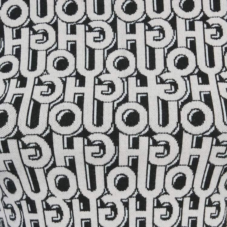 Pre Owned Hugo By Hugo Boss Black Logo Intarsia Knit Sweater Top S