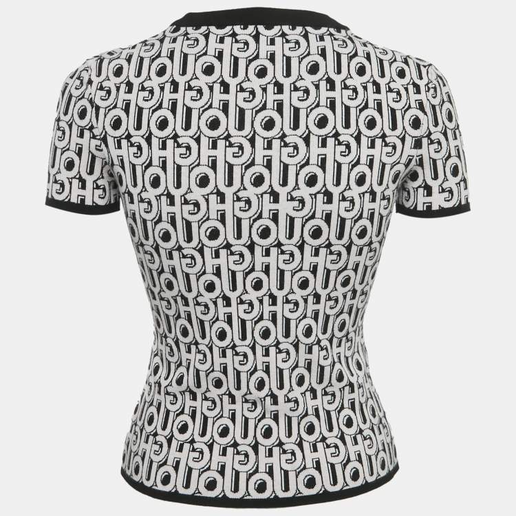 Pre Owned Hugo By Hugo Boss Black Logo Intarsia Knit Sweater Top S