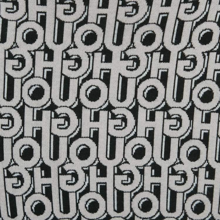 Pre Owned Hugo By Hugo Boss Black Logo Intarsia Knit Mini Skirt S