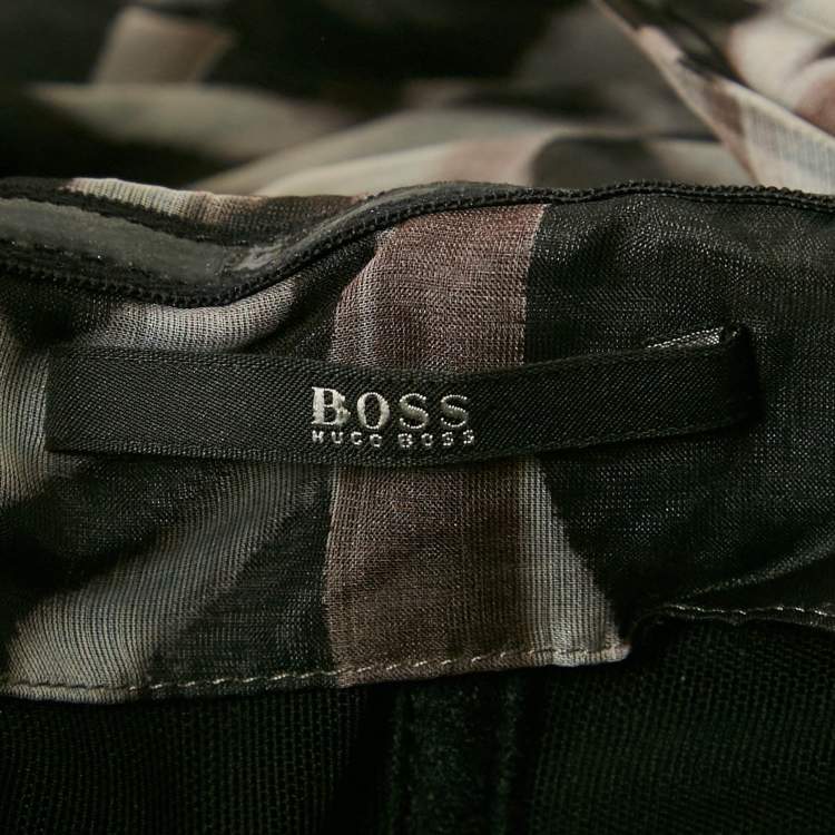 Pre Owned Boss By Hugo Boss Black Abstract Print Strapless Mini Dress S