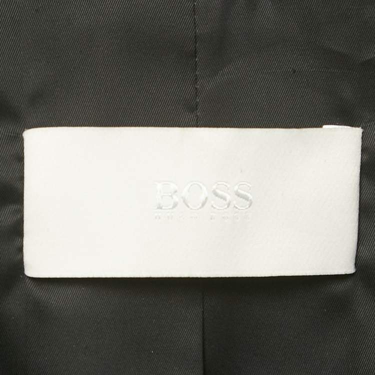 Pre Owned Boss By Hugo Boss Black Leather Zip Detail Jacket XS