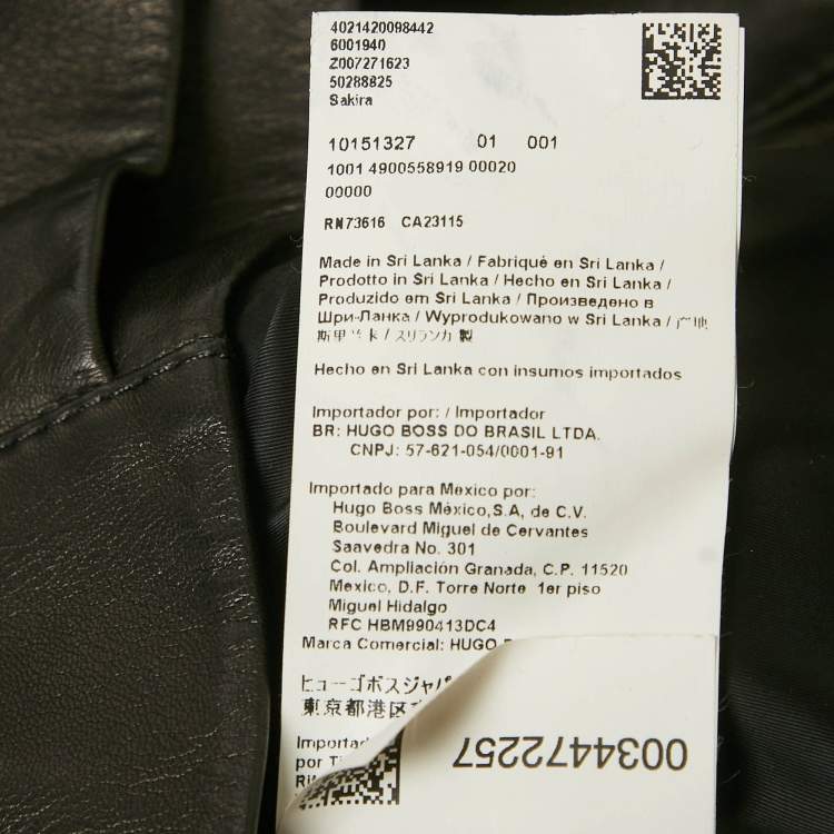 Pre Owned Boss By Hugo Boss Black Leather Zip Detail Jacket XS