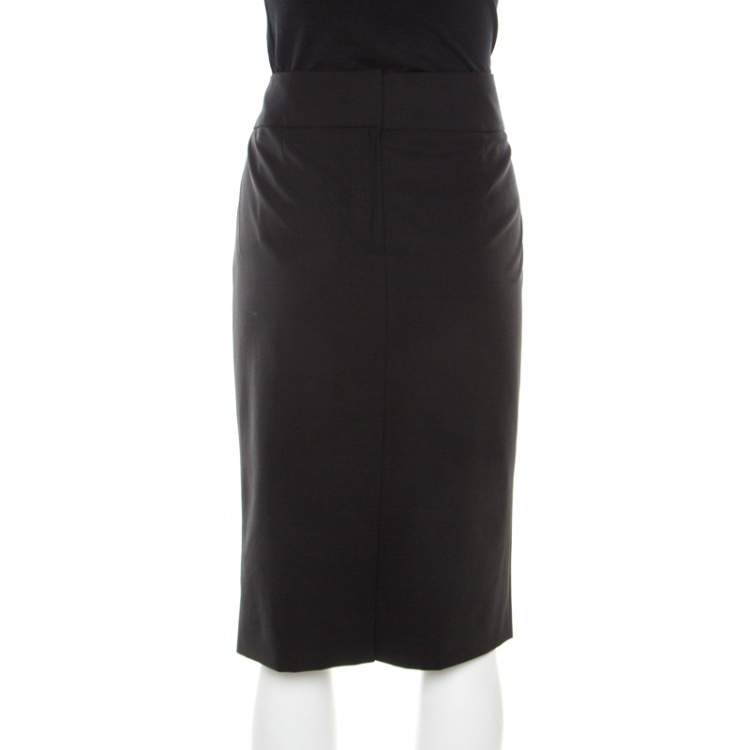Pre Owned Boss By Hugo Boss Black Stretch Wool Tailored Pencil Skirt M