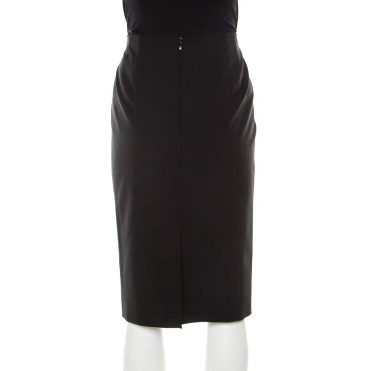 Pre Owned Boss by Hugo Boss Black Stretch Wool Pencil Skirt M
