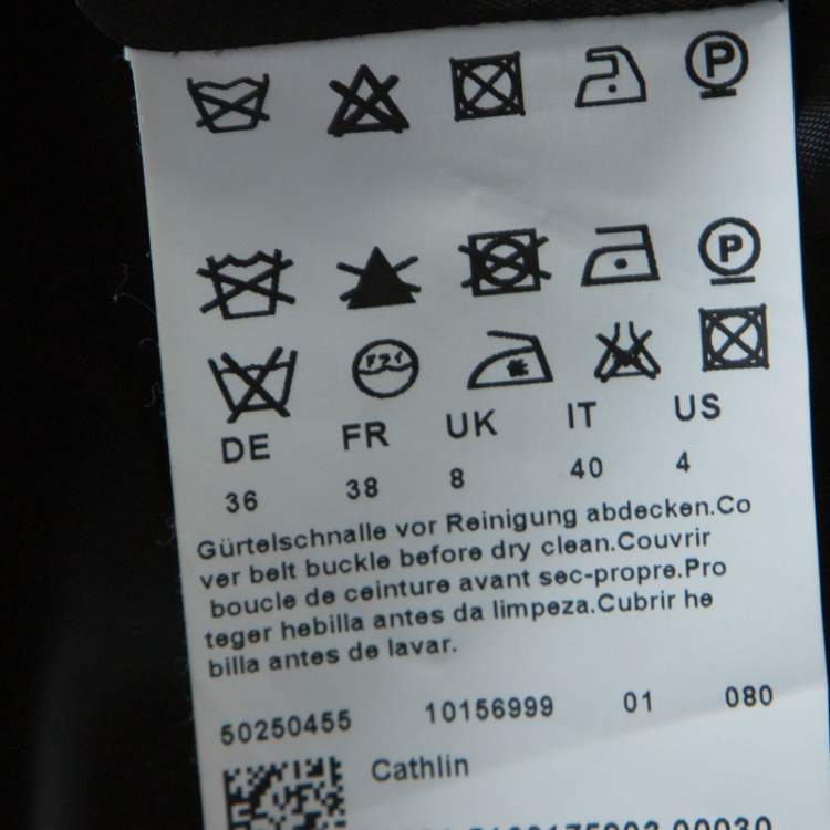 مملوكة مسبقًا Boss By Hugo Boss Grey Wool Belted Cathlin Over Coat S