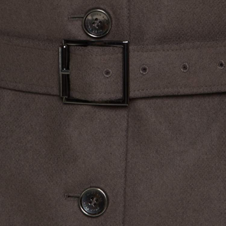 مملوكة مسبقًا Boss By Hugo Boss Grey Wool Belted Cathlin Over Coat S