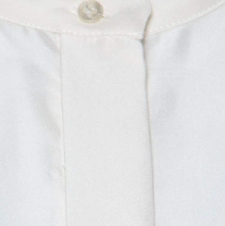 Pre Owned Boss By Hugo Boss Cream Silk Button Front Long Sleeve Shirt S 