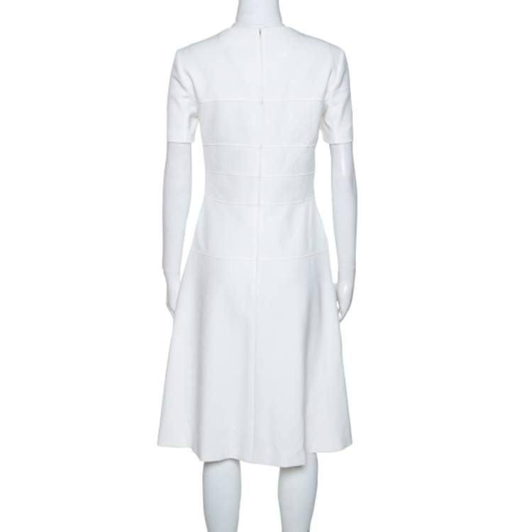 Pre Owned Boss By Hugo Boss White Cotton Blend Knee Length Diopela Dress S