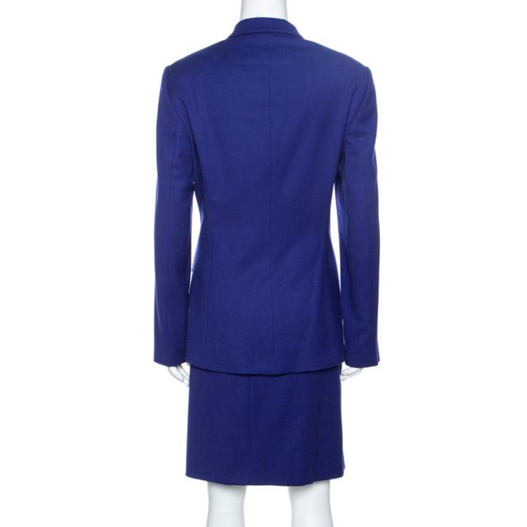 Pre Owned Boss By Hugo Boss Persian Indigo Wool Vatina/Jamoni Skirt Suit L