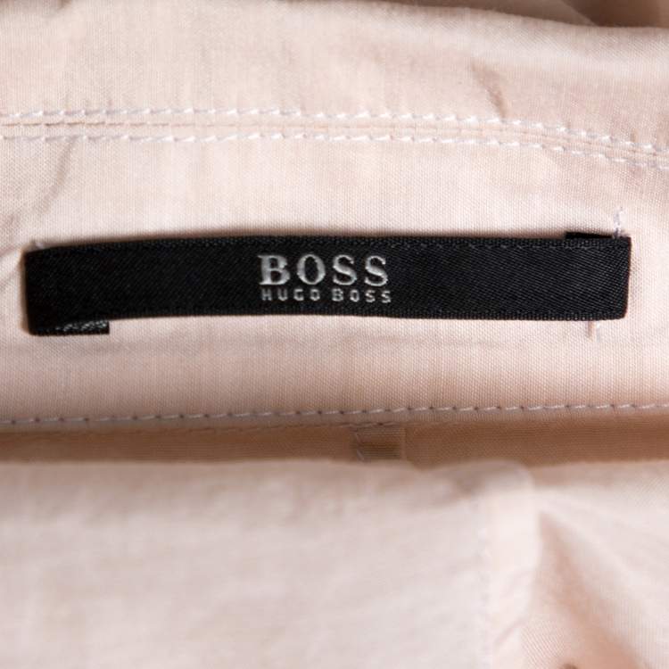 Pre Owned Boss By Hugo Boss Beige Cotton Silk Pleat Front Blouse M