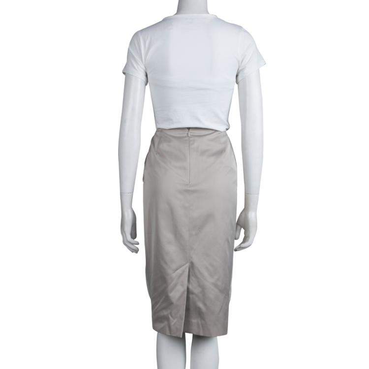 Pre Owned Boss by Hugo Boss Grey Straight Fit Skirt S
