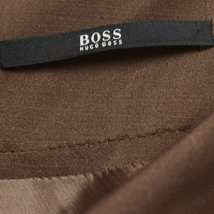 Pre Owned Boss By Hugo Boss Brown Crepe Belted A-Line Skirt S
