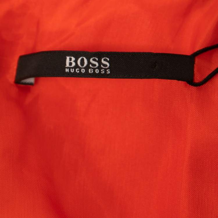 Pre Owned Boss By Hugo Boss Orange Crepe Sleeveless V-Neck Slit Detail Maxi Dress M