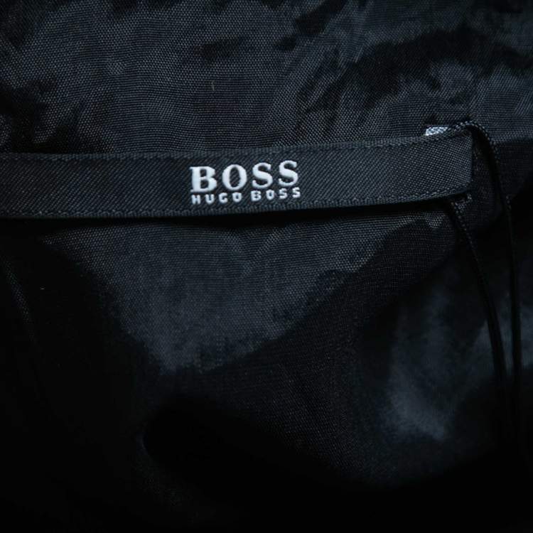 Pre Owned Boss By Hugo Boss Black Printed Wool Long Sleeve A-Line Dress M