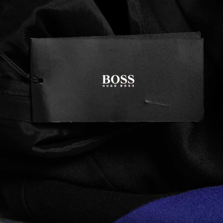 Pre Owned Boss By Hugo Boss Black Printed Wool Long Sleeve A-Line Dress M