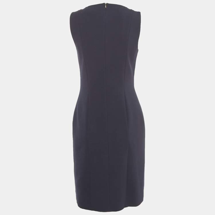 Pre Owned Boss By Hugo Boss Navy Blue Knit Sleeveless Dency Sheath Dress S