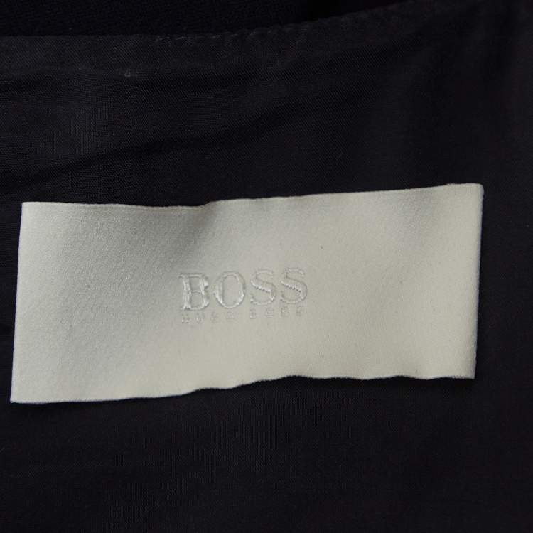 Pre Owned Boss By Hugo Boss Navy Blue Knit Sleeveless Dency Sheath Dress S