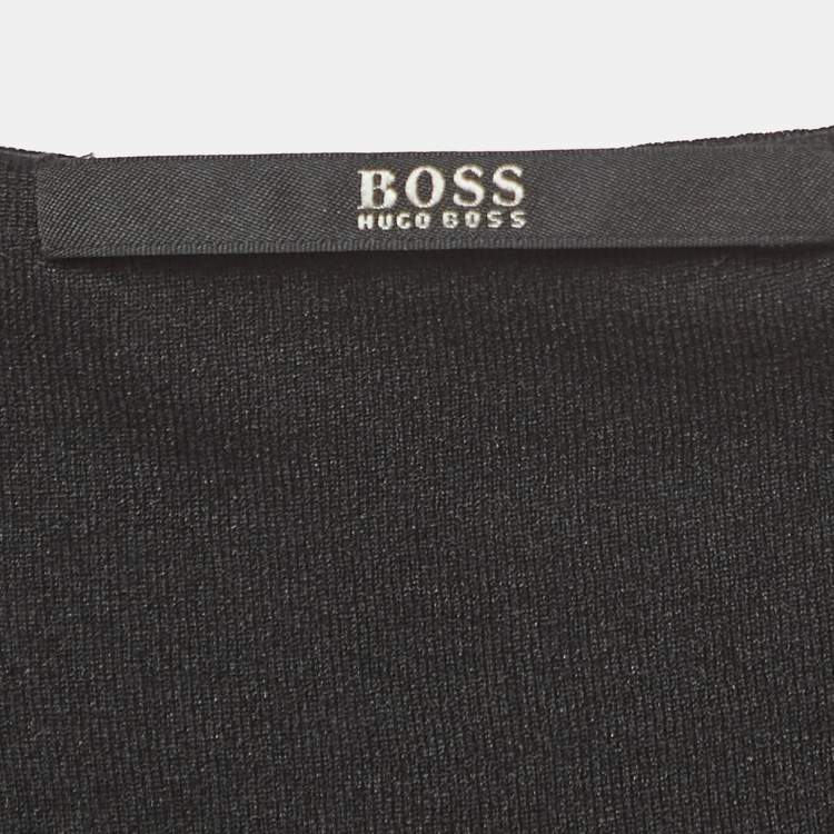 Pre Owned Boss By Hugo Boss Black Patterned Knit Sleeveless Short Dress S